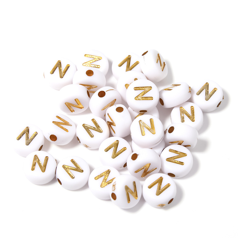 Acrylic Letter Beads A q Silver White Color Round Shape Hear - Temu