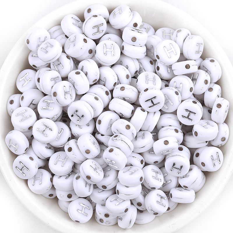 Letter Beads White Round Acrylic Alphabet Beads Vowel - Temu