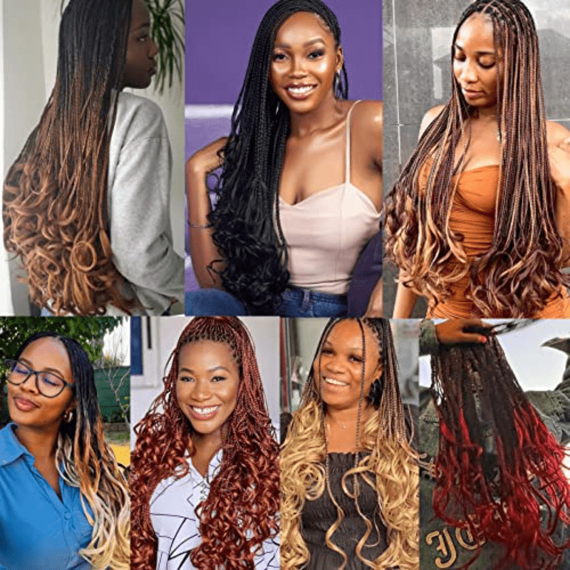 Long Braids Curly Ends Crochet Hair Extensions 35 1pack 8pack