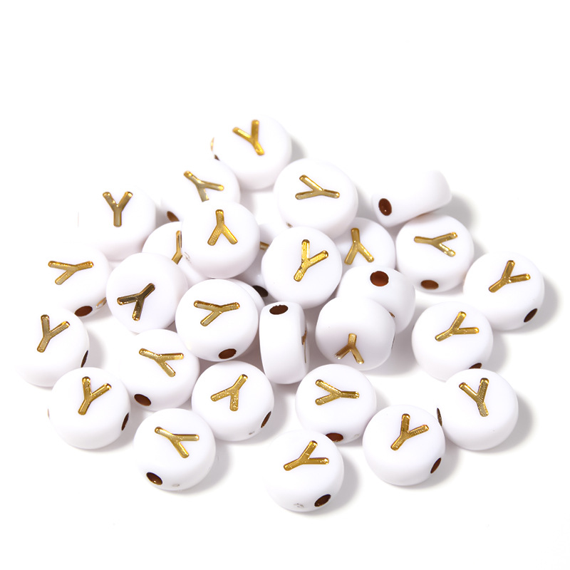 Round Letter Beads 28 Style Golden A z Acrylic Beads Kits - Temu