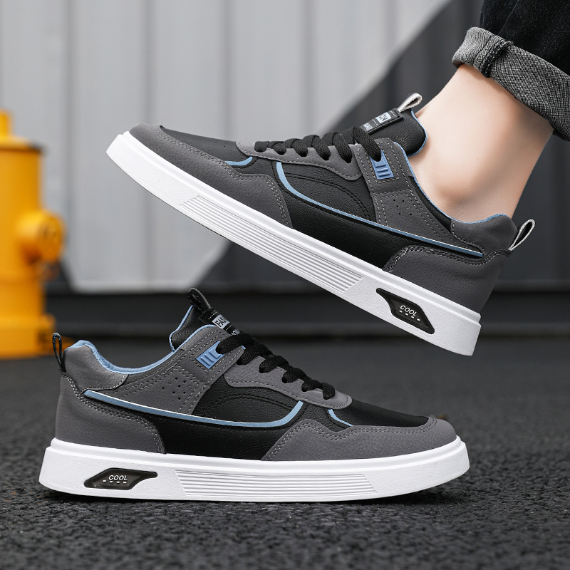 Custom Logo Zapatillas Non-Slip Skateboard Shoes Man Walking Casual Shoes  New Design Trendy Breathable Leather