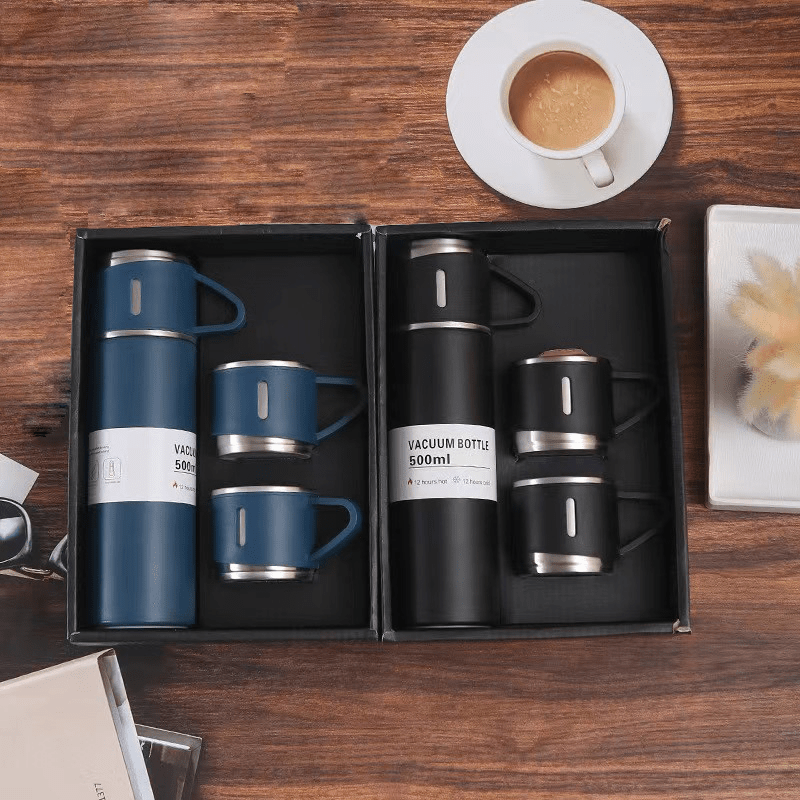 Double-layer Stainless Steel Leak Proof Vacuum Flask, Coffee Tumbler,  Travel Mug, Business Trip Water Bottle, Black/grey Color - Temu