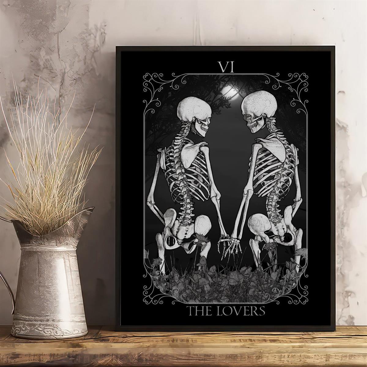Folk Bird And Flower Skeleton Couple Valentine Cartoon - Temu