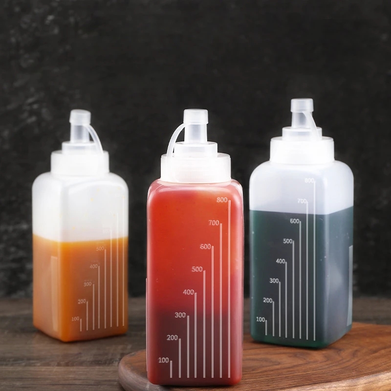 6pcs 8 oz Plastic Condiment Squeeze Bottles with Red Cap - White