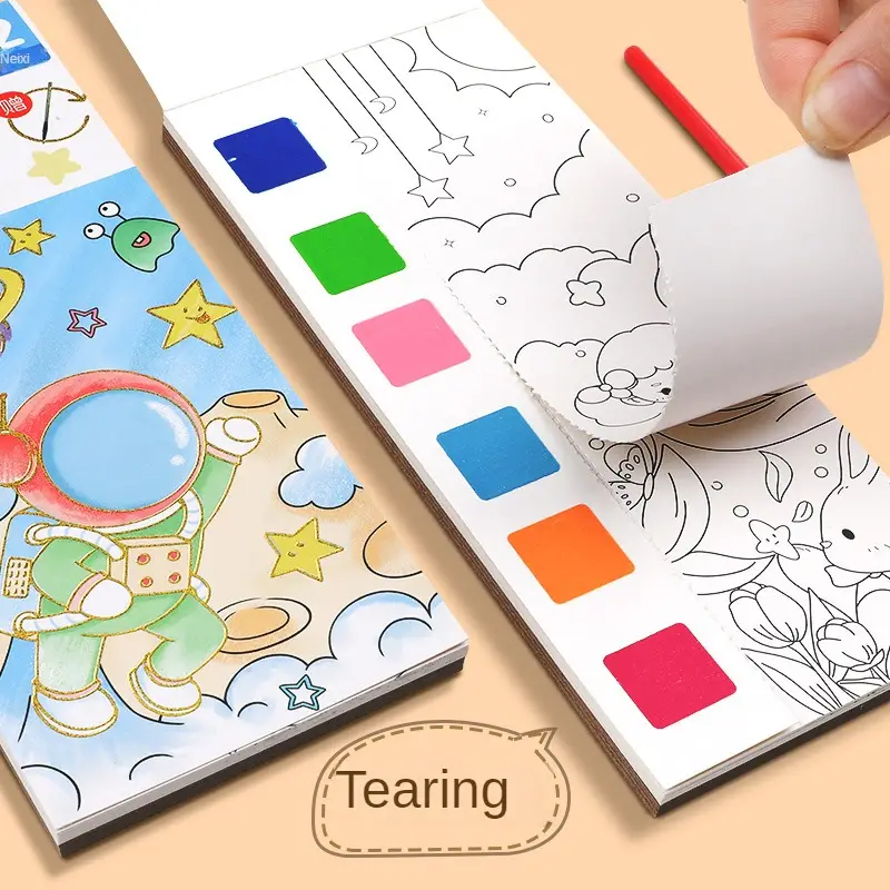 Drawing And Coloring Paper Watercolor Coloring Book With - Temu