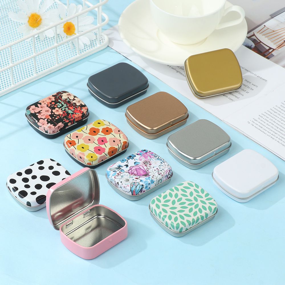 1pc Mini Tin Box, Metal Hinged Empty Tins With Lid, Portable Rectangular  Small Storage Container, Candy Pill Cases For Home Organizer,temu