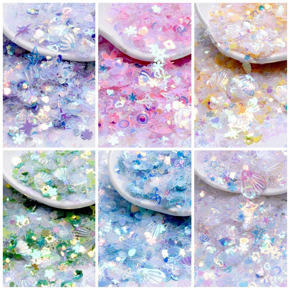 White Snowflakes Resin Glitter Sequins Mermaid Color - Temu