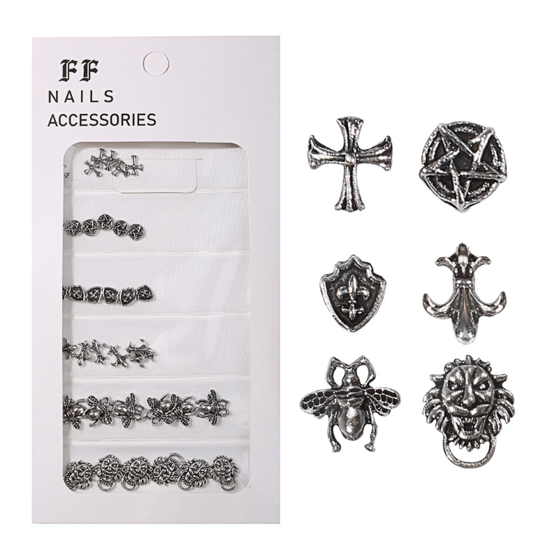 Vintage Punk Nail Art Charms With Rhinestones alloy - Temu