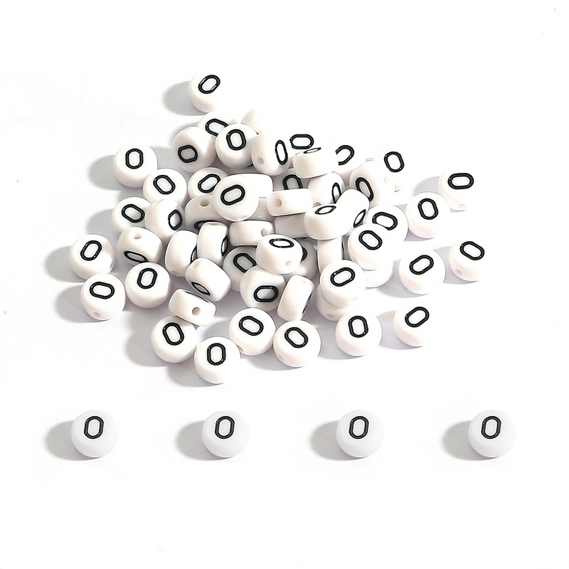 Russian 200PCs Charm DIY Beads Mixed Round Acrylic Beads Letters/Alphabets  Spacer Beads DIY Supplies for Jewelry Making 7mm - (Color: zm16 7mm)