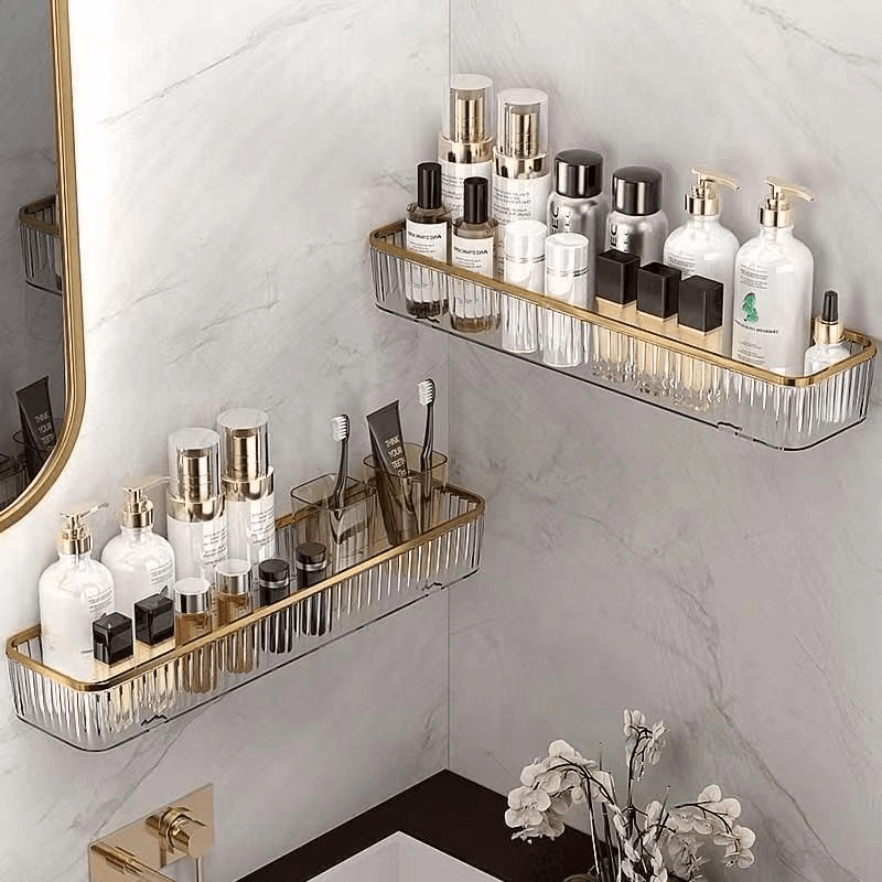 Acrylic L-shaped Shelf Wall-mounted Bookshelf Organizer Holder For Kitchen  Bathroom Wall Transparent Finishing Storage Rack - Bathroom Shelves -  AliExpress