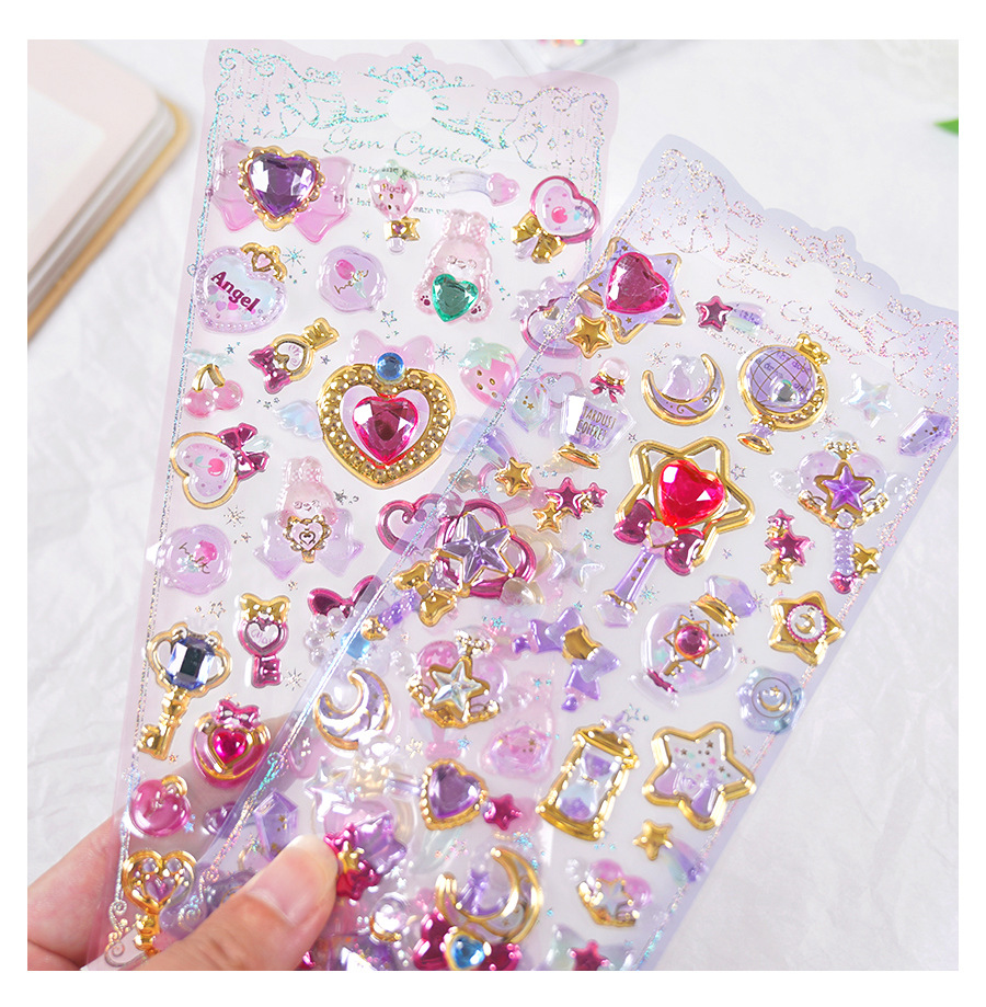 Random Kawaii Simple Colorful Heart Star Crystal Drop 3d - Temu, 3d Stickers  For Scrapbooking