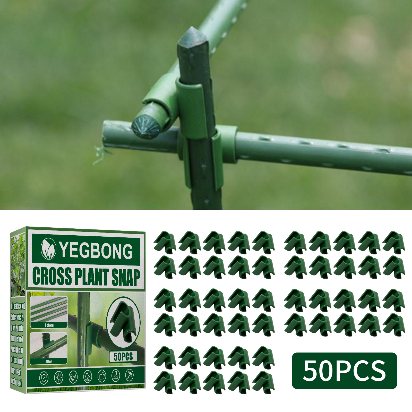 

50pcs Plastic Cross Buckle, Garden Plant Support Clips (0.31''x0.78''), Gardening Accessories For Greenhouse, Vine Climbing Rack, Firm & Durable