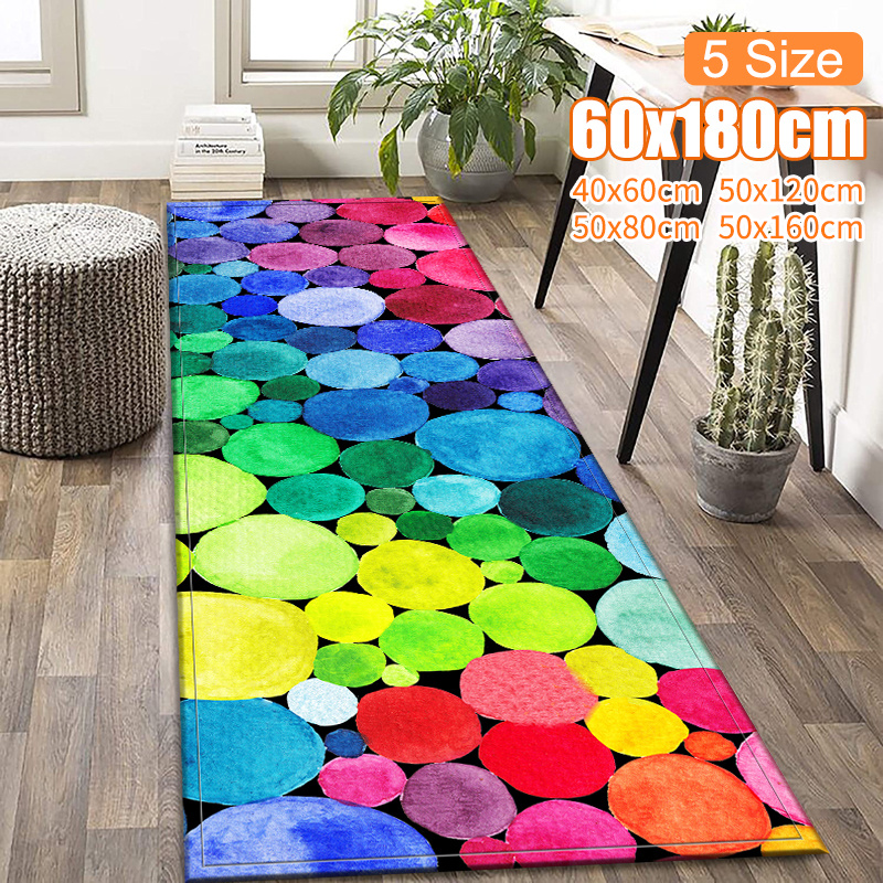 

1pc 3d Rainbow Stone Area Rugs - Non-slip Bath Mats For Bathroom And Laundry - Water Absorbent Bath Rugs For Kitchen And Hallway - 5 Sizes Available (40x60/50x80/50x120/50x160/60x180cm)