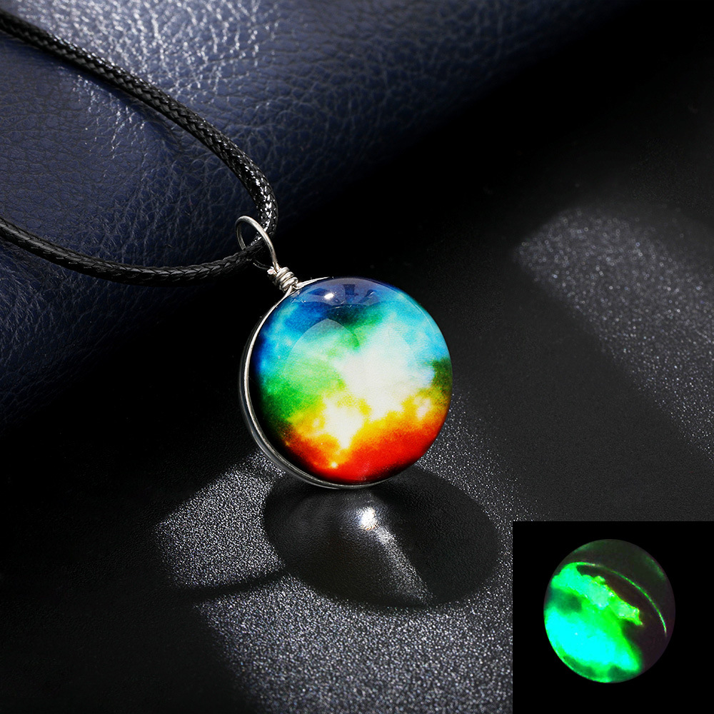 Time Gems Fantasy Cosmic Starry Night Necklace Men Women 