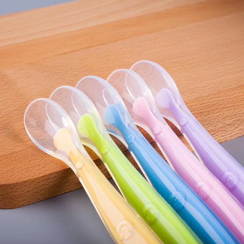 baby silicone feeding spoon with container