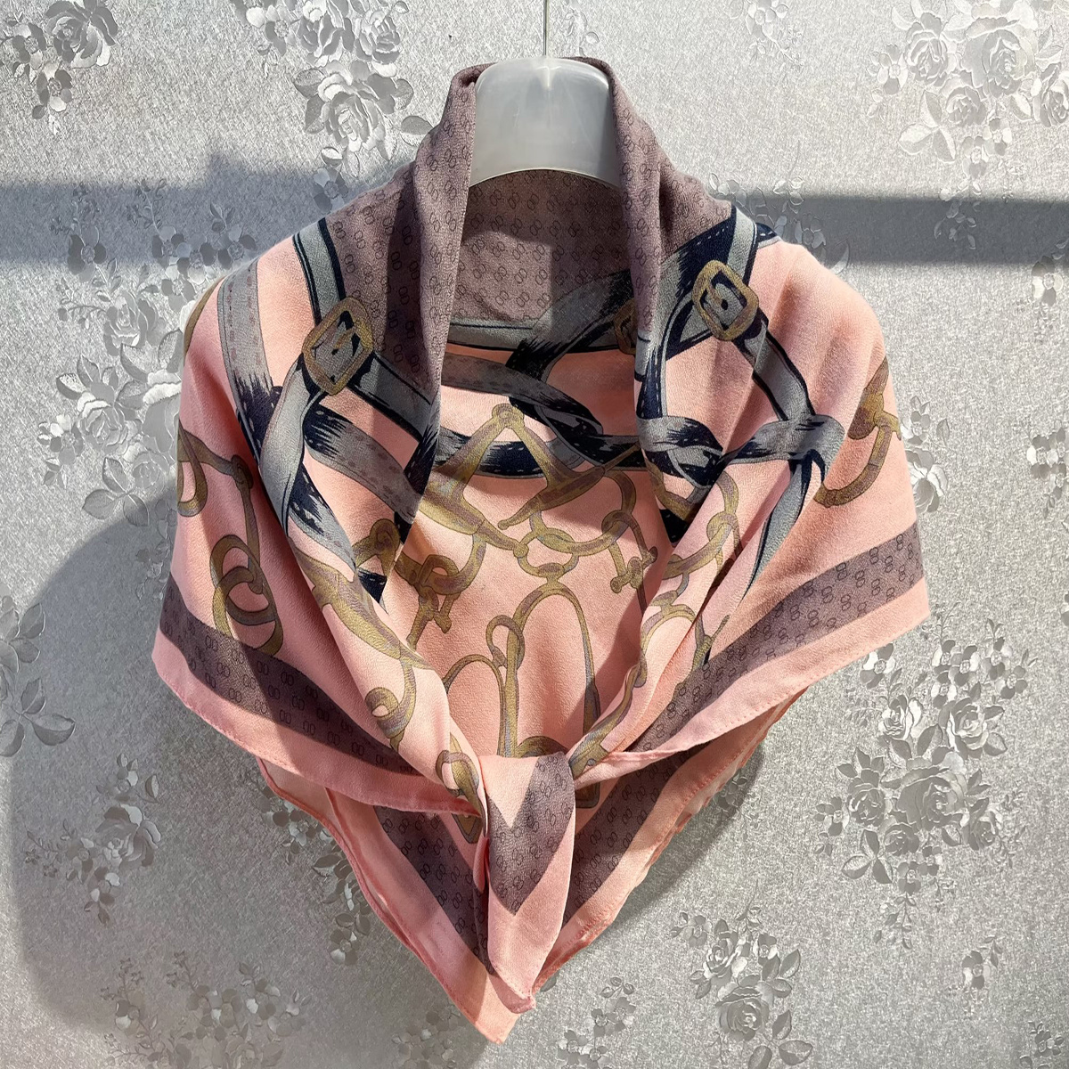 Plain Print Square Scarf Classic Shawl Vintage Large Bandana