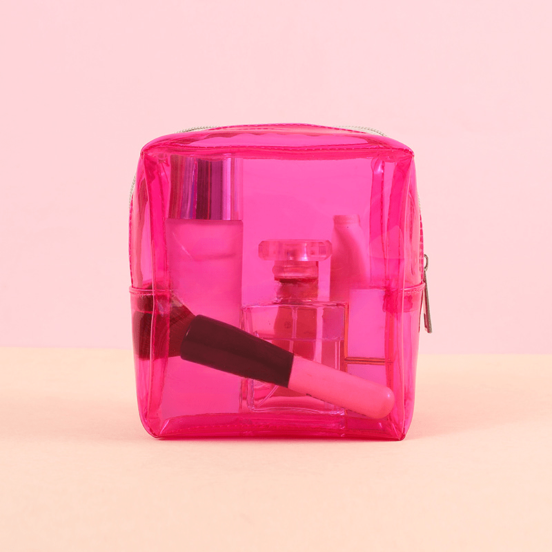 Clear Cube Travel Cosmetics Wash Bag, Plastic Waterproof Portable Storage  Bag, Handheld Makeup Organizer Bag - Temu