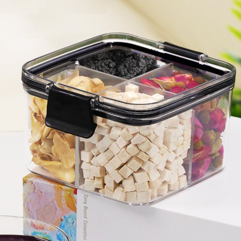 Food Storage Containers With Lids, Clear Airtight Square Food Storage Tank,  Multi-grid Moisture-proof Transparent Sealed Fresh-keeping Box, For Cereal,  Rice, Pasta, Spice, Tea, Nuts And Beans, Food Jars & Canisters, Home Kitchen