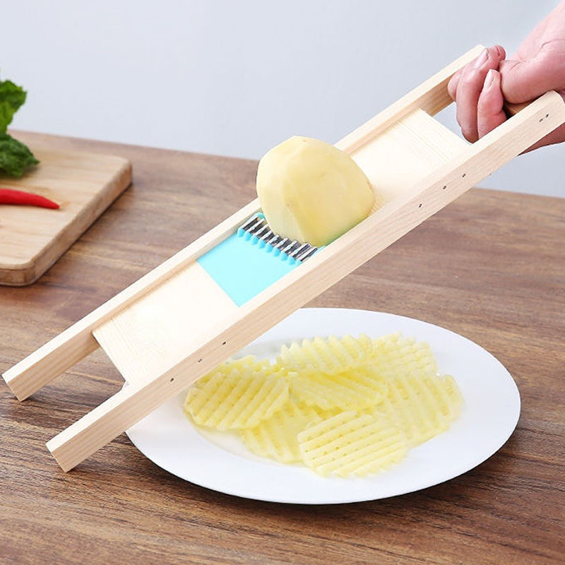 1pc, Potato Lattice Maker, Metal Wavy Chopper, Potato Slicers, Wooden  Vegetable Chopper, Multi-Functional Cucumber Slicers, Vegetable Slicer,  Kitchen