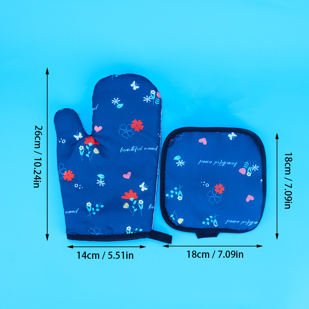 Flower Printed Oven Mitts Pot Holder Heat Resistant Gloves - Temu Australia