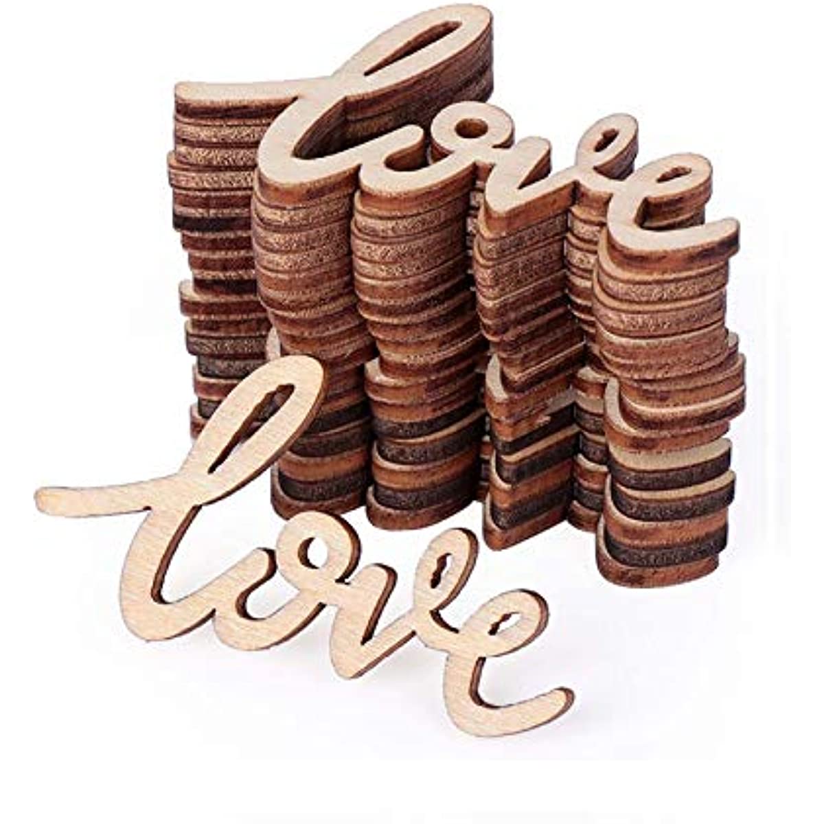 18pcs Love Wood Crafts DIY Cutout Wooden Slices Embellishments Gift Wood  Ornaments Home Valentine's Day Decoration, 2.17x1.26 In