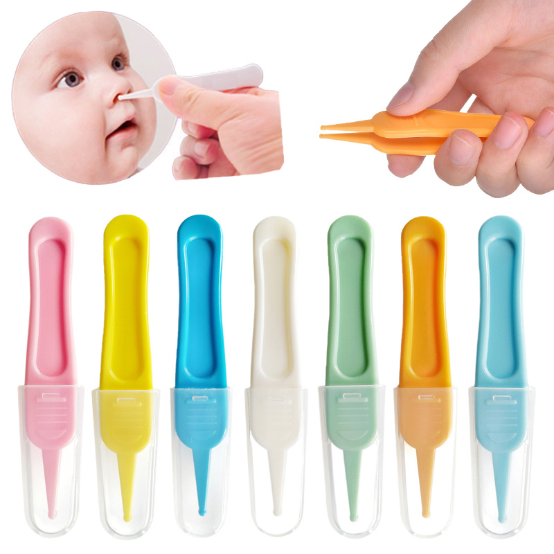 Baby Nasal Tweezers Nasal Cleaning Tweezers Round Baby Nasal Cleaning  Tweezers For Toddlers Ears Nose Navel Popular And Useful(6pcs, White) -z