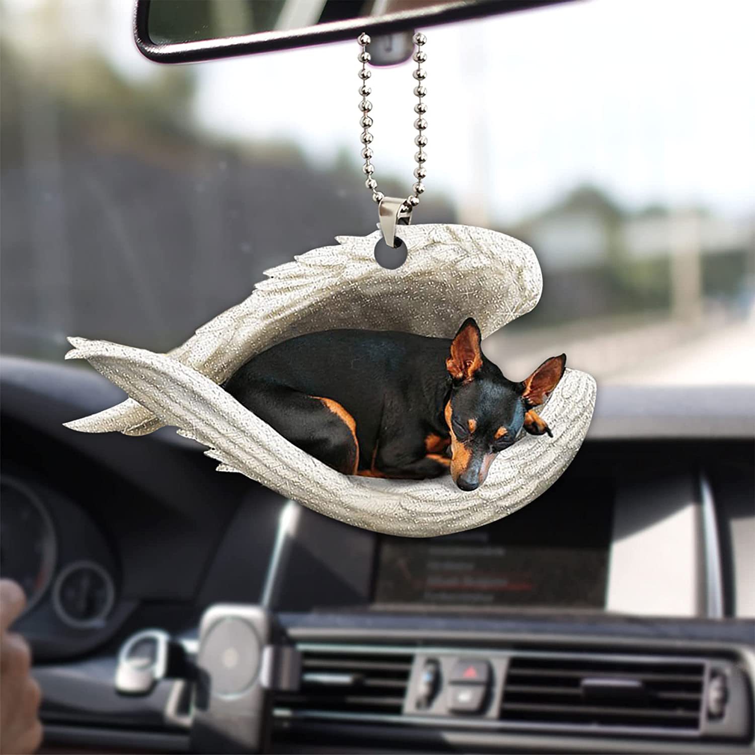 Schwarzer Hund Auto-Rückspiegel-Anhänger Nnenspiegelrahmen Auto
