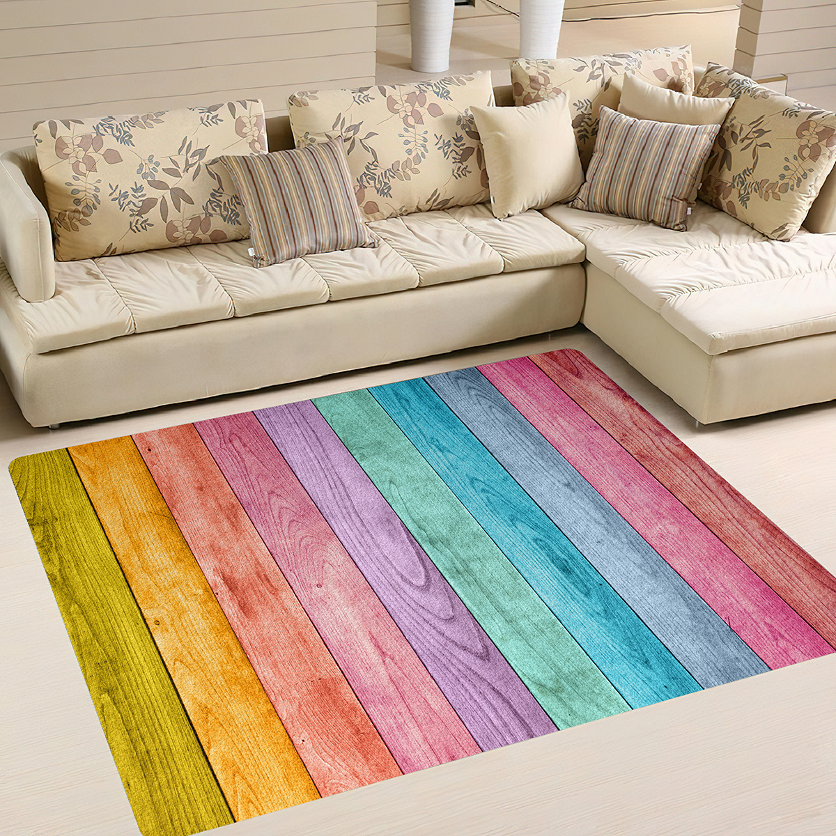 Colorful Rainbow Carpet for Bathroom Living Room Bedroom Kitchen