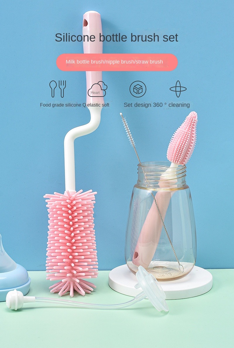 Baby Cleaning Brush Set for Baby Milk Bottle Straws Brush Nipple