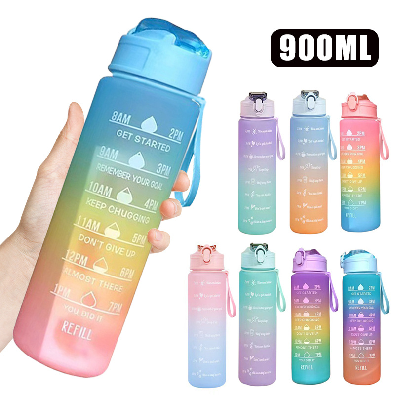 900ml Portable Water Bottle Motivational Sports Water Bottle With