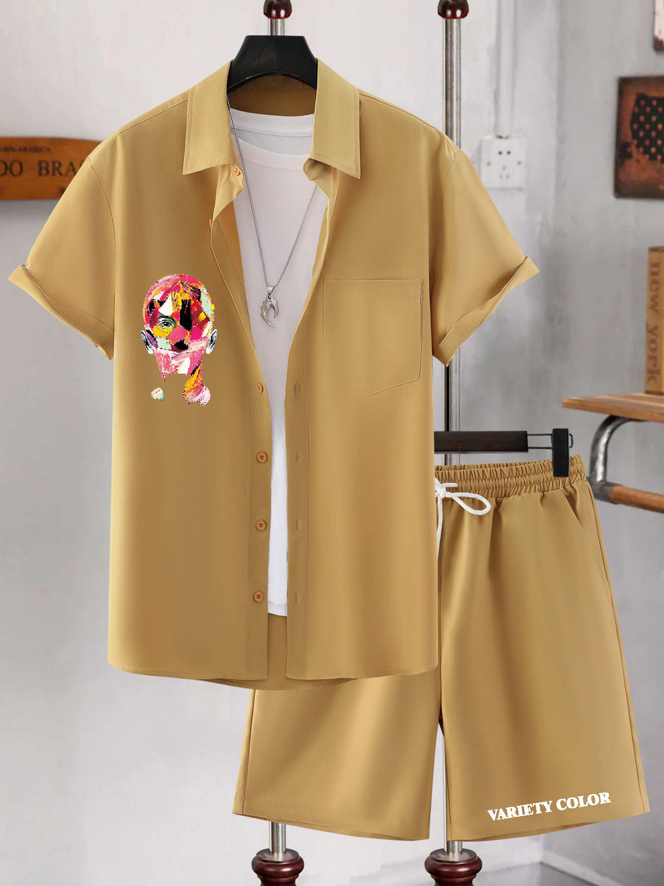 Retro Bandana Print Men's Outfits, Casual Lapel Button Up Short Sleeve Shirt  And Drawstring Shorts Set For Summer, Men's Clothing For Daily Leisure  Vacation Resorts - Temu Bahrain