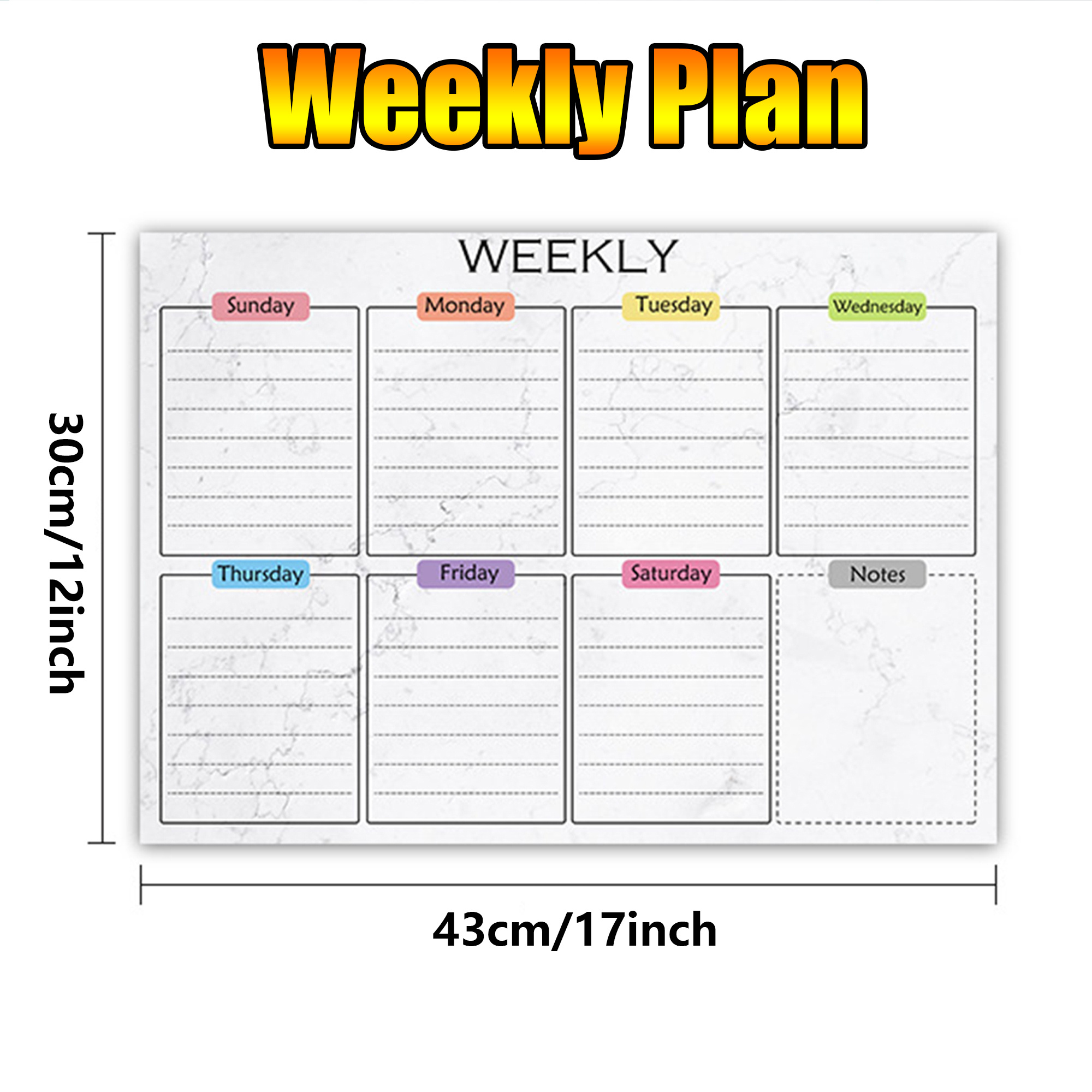semaine planificateur tableau blanc Pour une utilisation à petite