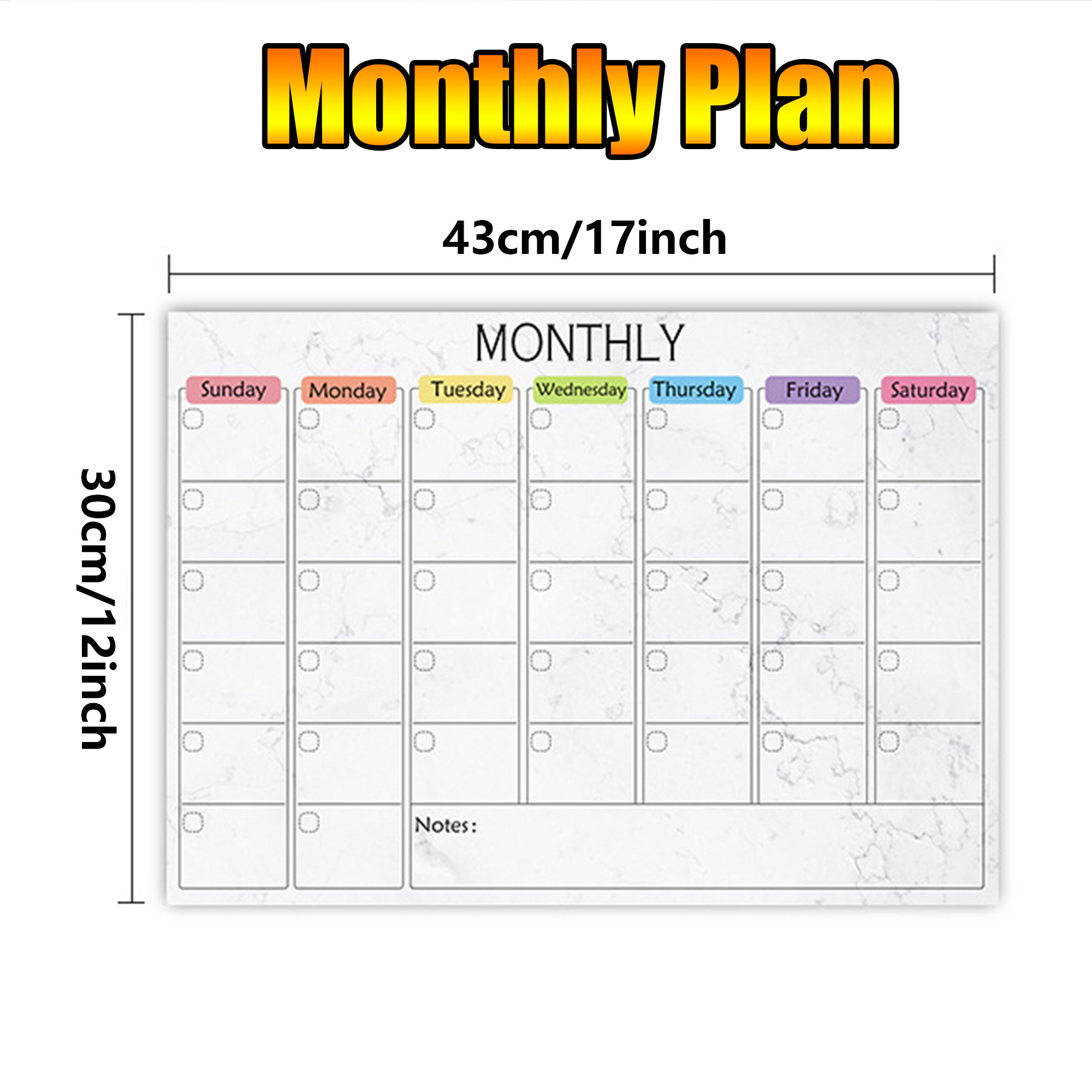 Planning mensuel effaçable - Grand format (A3)