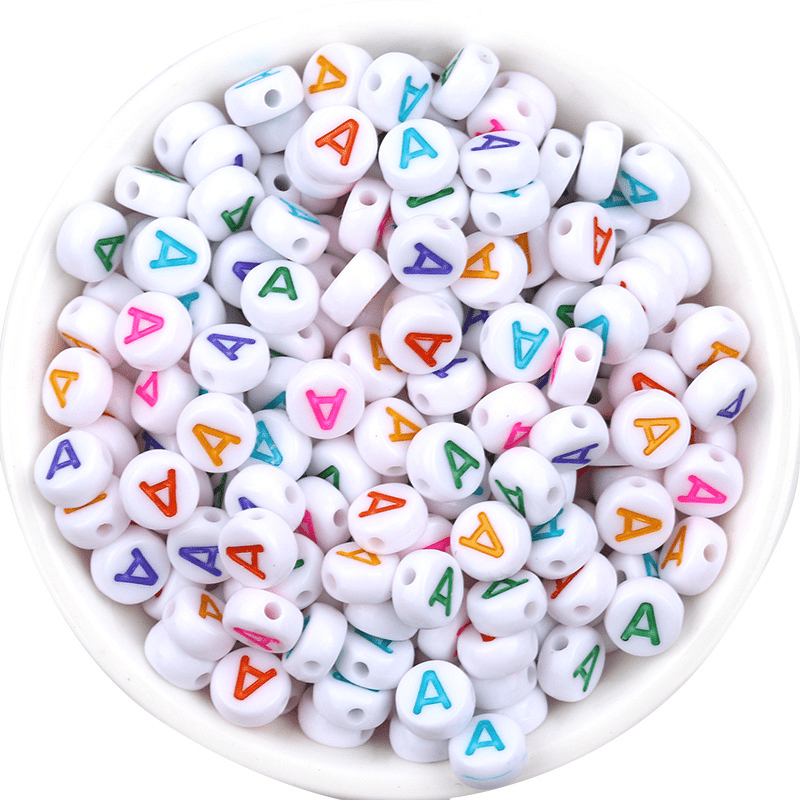 Acrylic Round Beads Washed Mixed White Color Letters Round - Temu