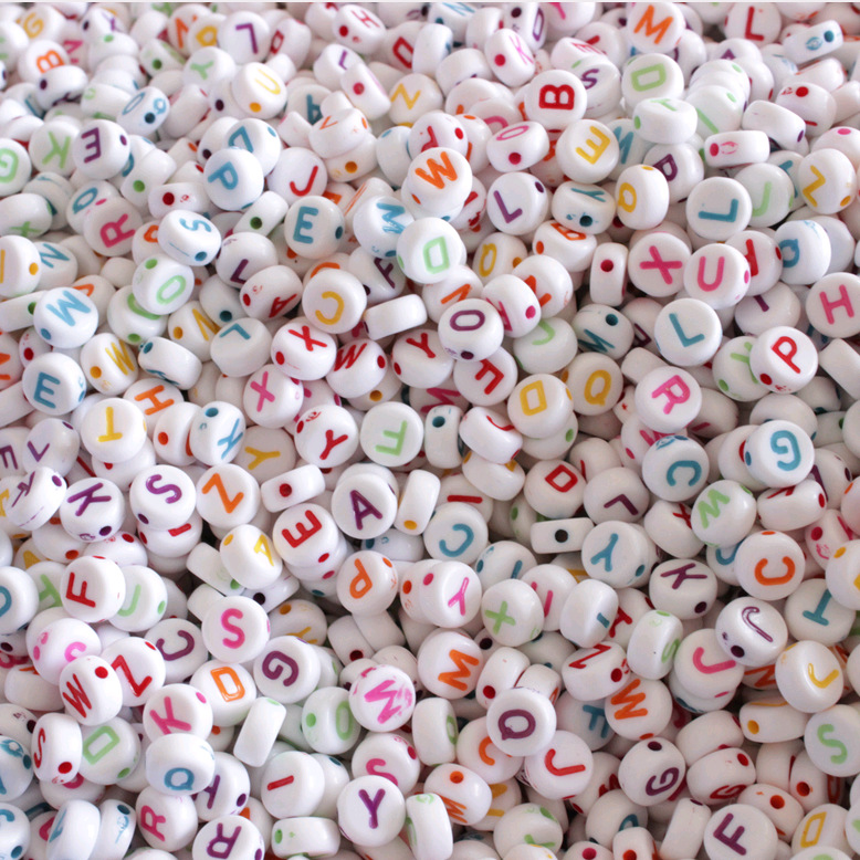 Acrylic Round Beads Washed Mixed White Color Letters Round - Temu