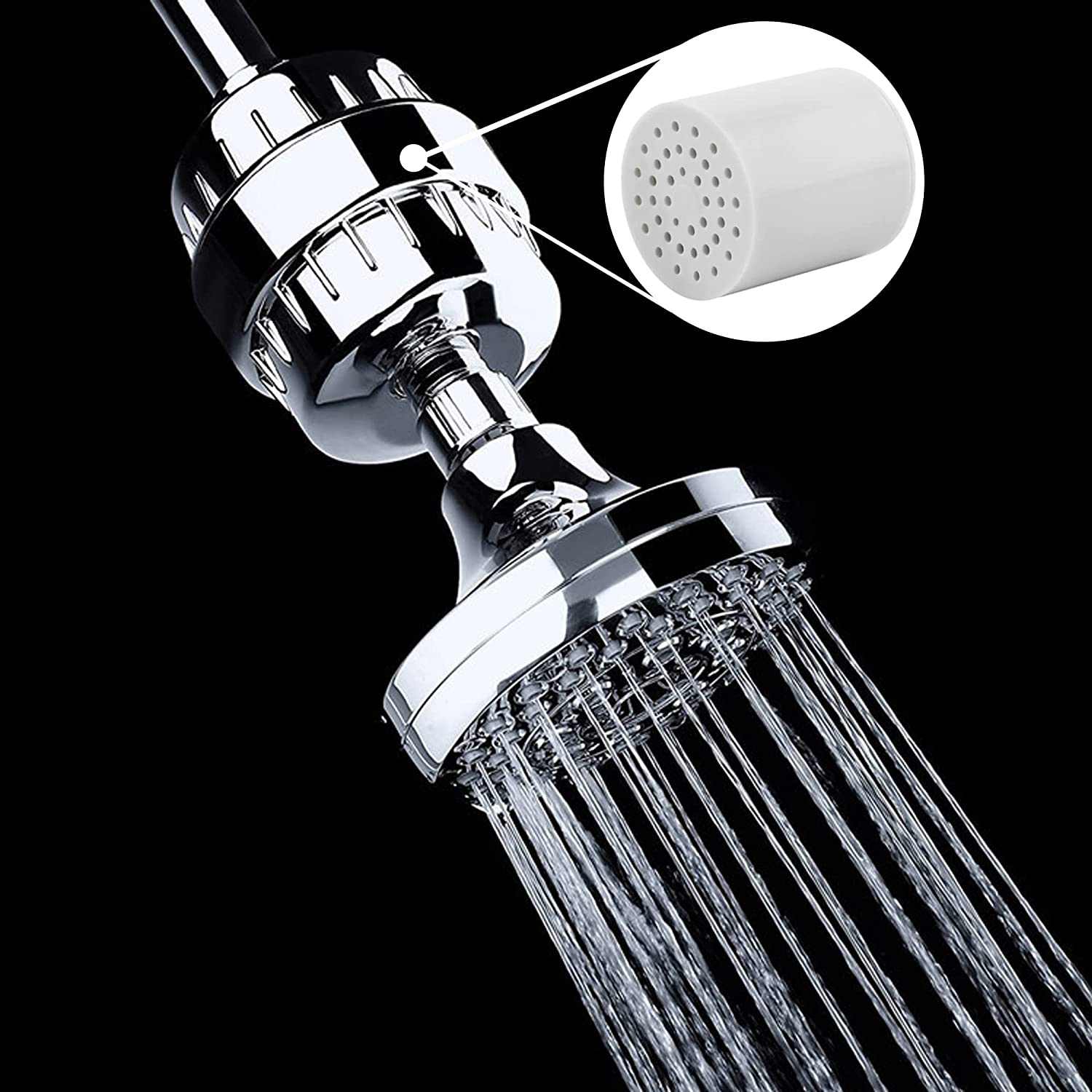 15段階シャワーフィルター交換カートリッジ、硬水用シャワーヘッドフィルター、塩素とフッ素を除去するシャワーヘッドフィルター、軟水シャワーヘッド