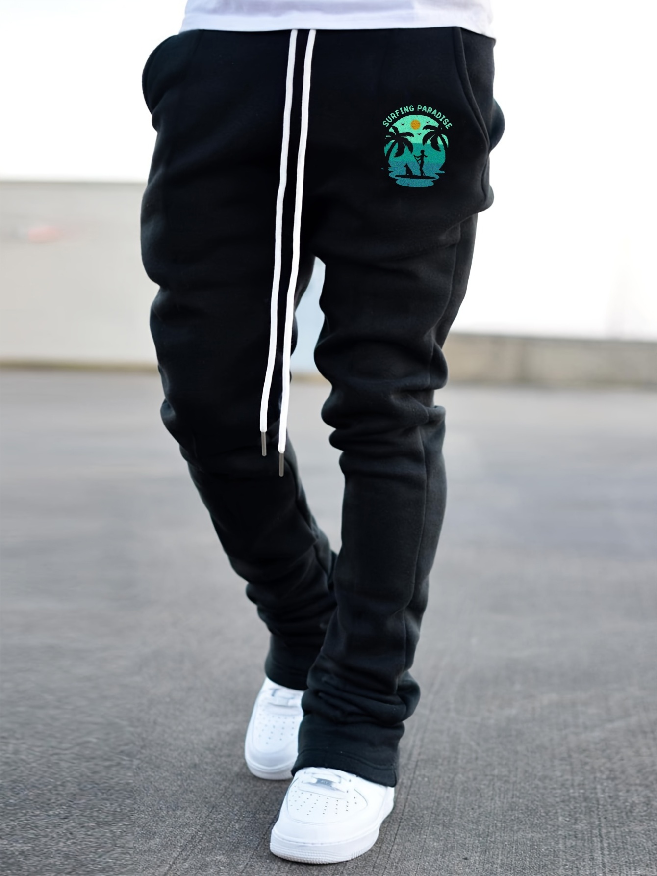 Plus Size Mens Drawstring Flare Leg Pants Casual Loose Temu Australia