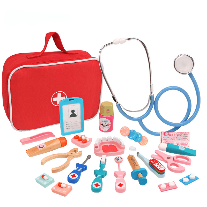 Bambini Legno Dentista Medico Fingere Giocare Giocattoli Kit Infermiera  Ruolo Atto Gioco Set Simulazione Accessori medici Borsa Per Ragazzo Ragazza  Bambino