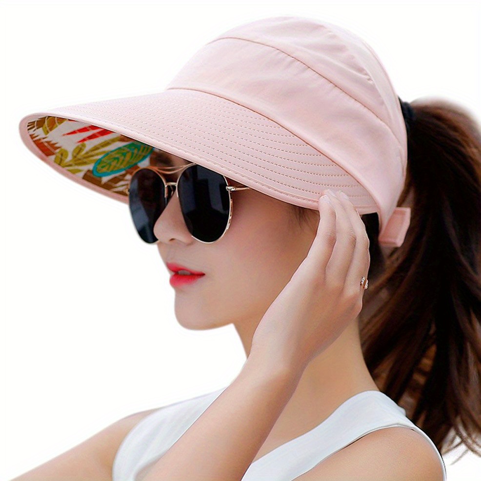 Foldable Ponytail Visor Hat UV Protection Sun Hat Women
