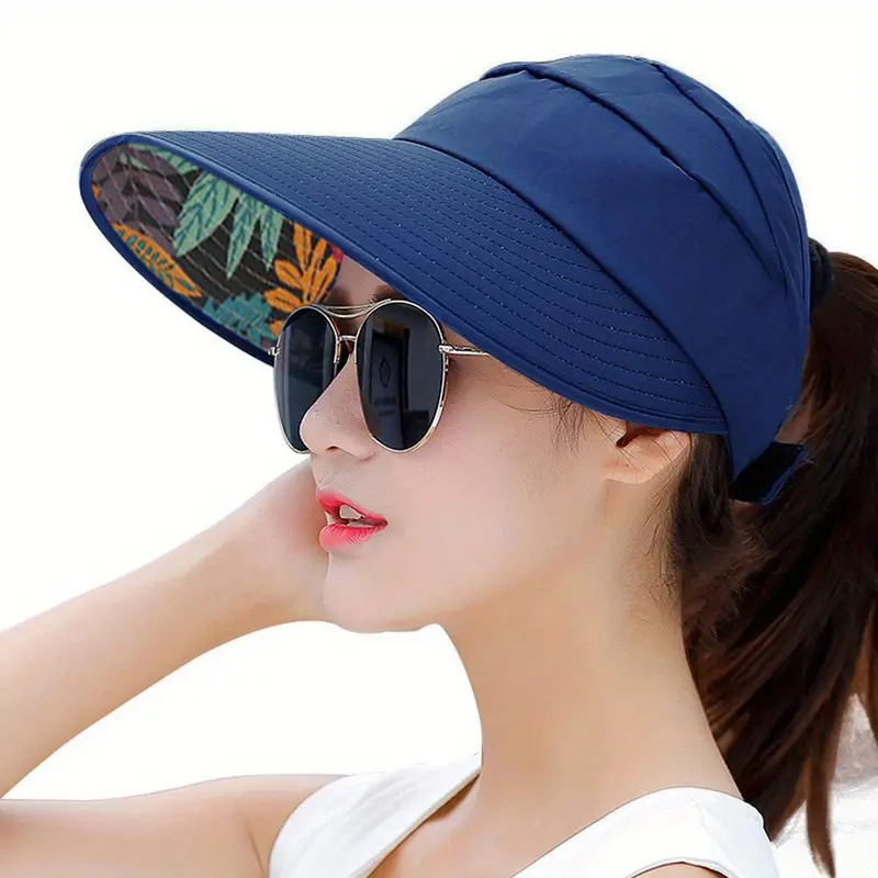 Foldable Ponytail Visor Hat UV Protection Sun Hat Women