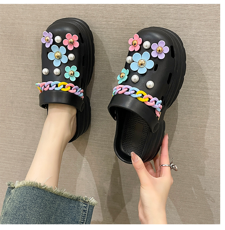 1Set Cute Flower Shoe Charms for Girls, Kawaii Croc Charms with Shoe Chains, Women Girls Shoe Accessories, Decoration Charms for Clog Slippers