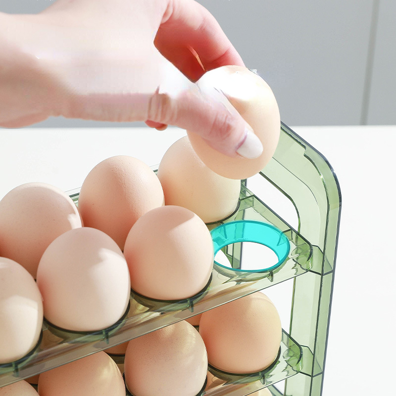 Auto Flip Egg Holder for Refrigerator, 3 Layer Egg Storage Container for  Refrige