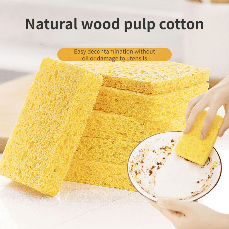 Dishwashing Sponge Natural Wood Pulp Cleaning Cloth - Temu