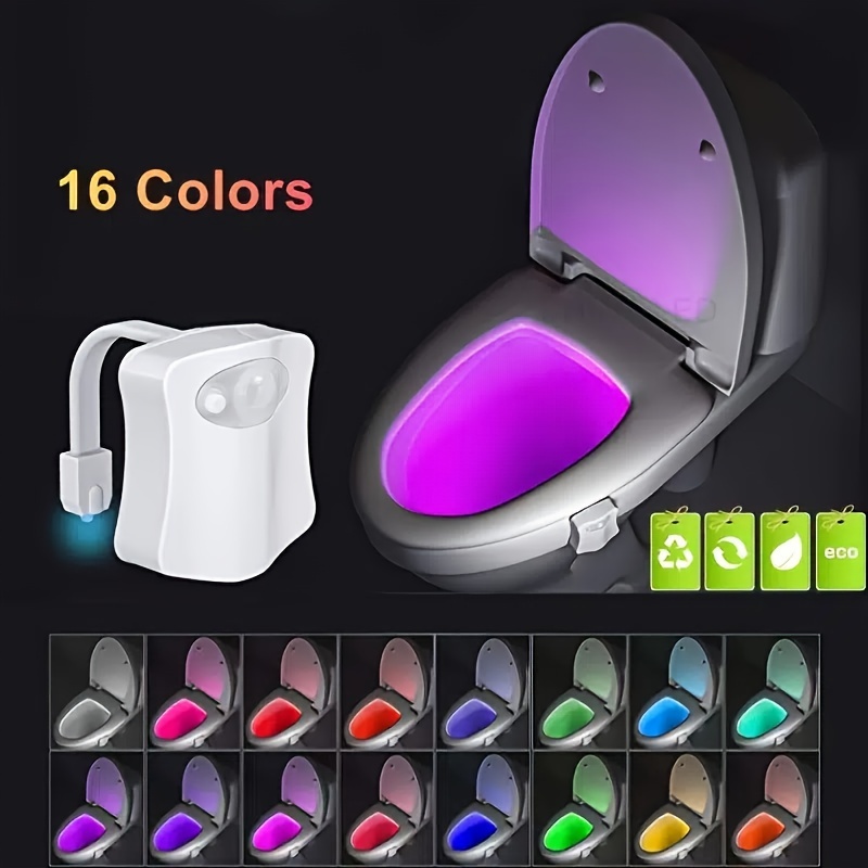 Veilleuse de toilette avec détecteur de mouvement, LED 16 couleurs  changeantes, activation automatique amusante pour salle de bain à  l'intérieur du