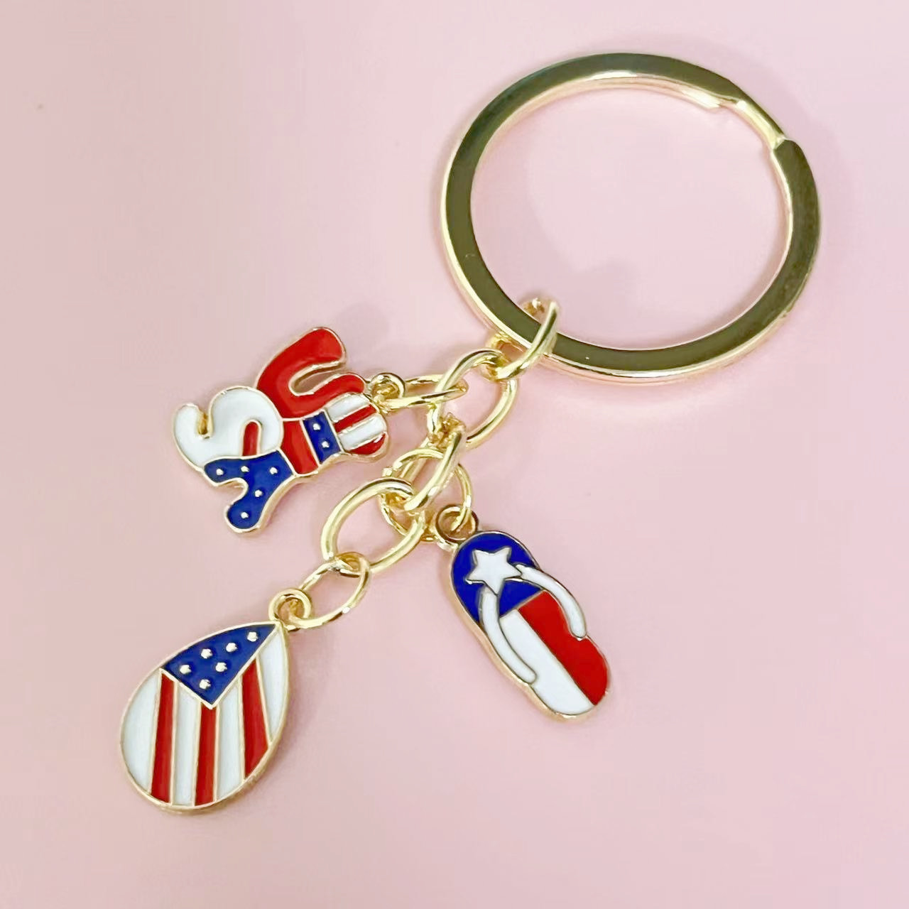 American Carnival Mart St. Louis Keychain - USA Flag 1-7/8 (DZ)