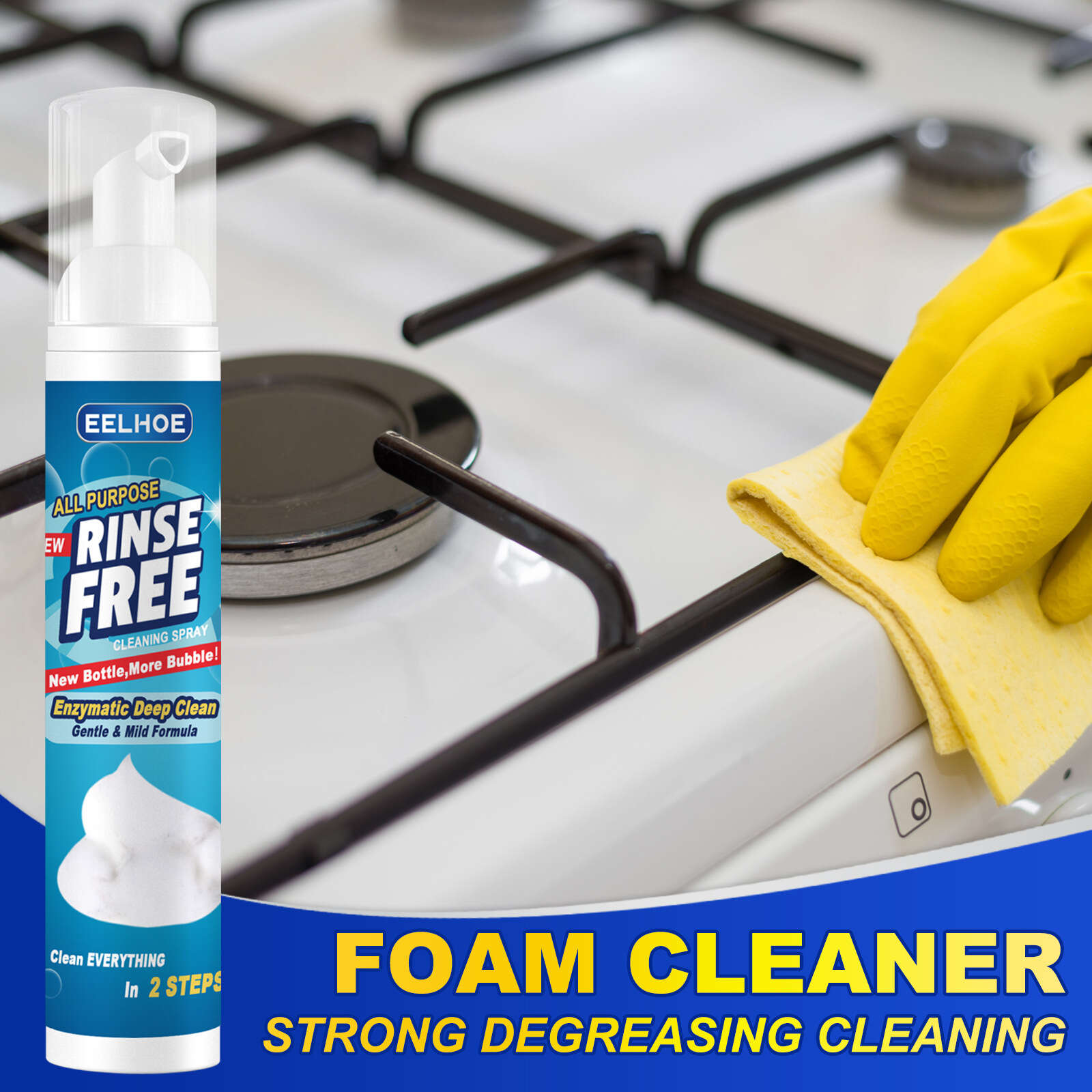 Bubble Cleaner Foaming Heavy Oil Stain Cleaner, All Purpose Bubble Cleaner  Kitchen Deep Cleaning Spray, All-purpose Rinse-free Cleaning Spray