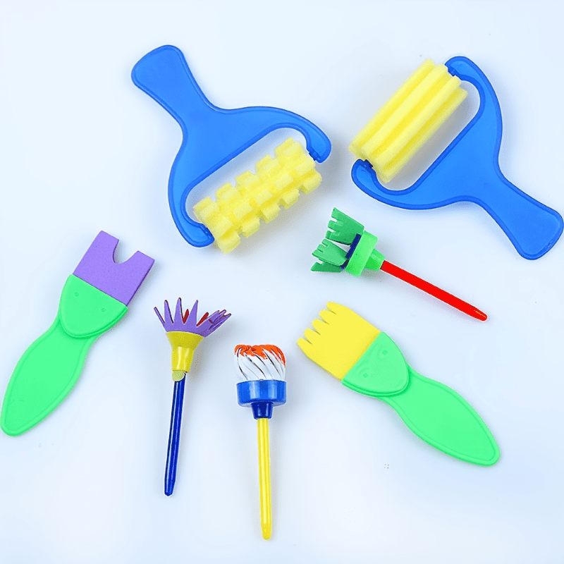 15€39 sur 12pcs Enfants peinture brosses éponge peinture rouleau pinceau  jouet dessin ensemble pour enfant - Accessoire poupée - Achat & prix