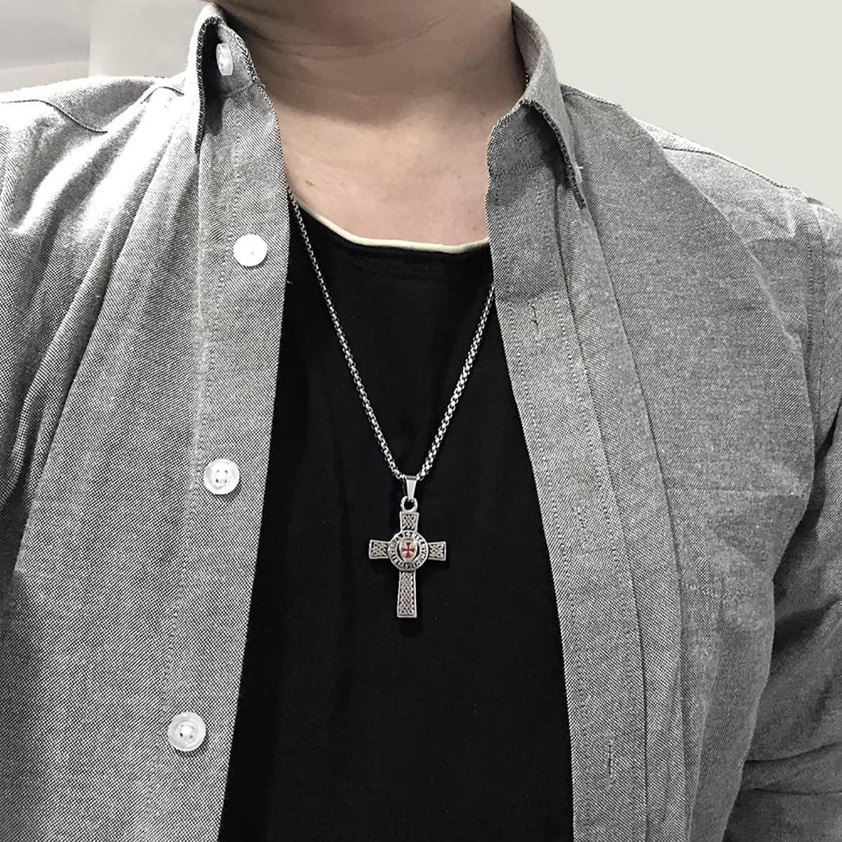 trendy   cross pendant necklace for men 316l stainless steel jewelry accessories details 2