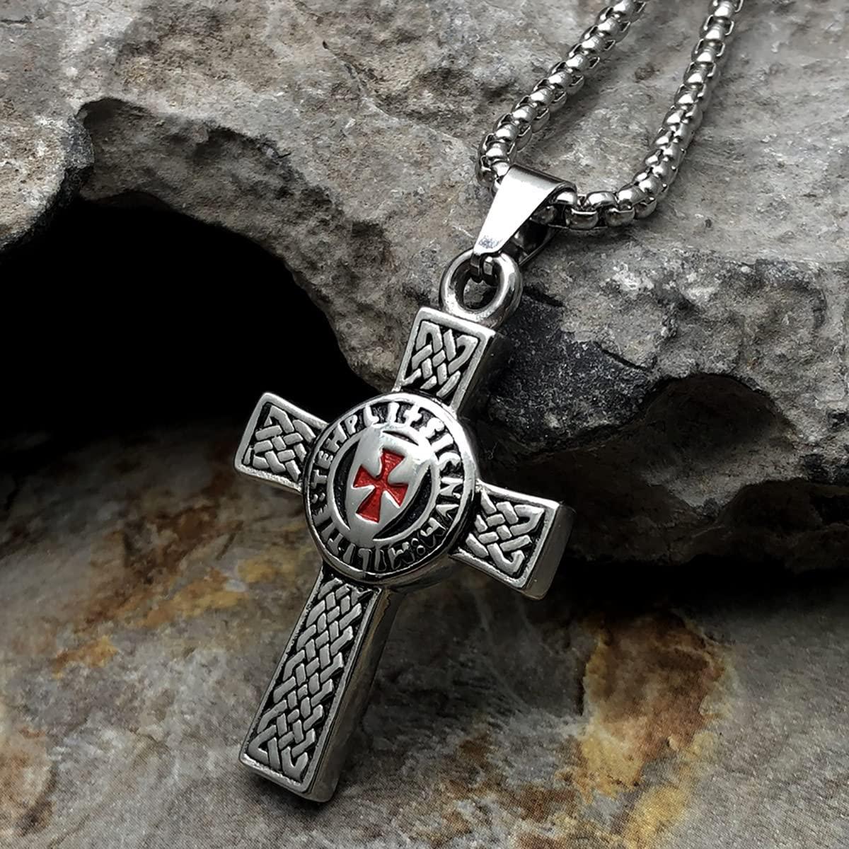 trendy   cross pendant necklace for men 316l stainless steel jewelry accessories details 5