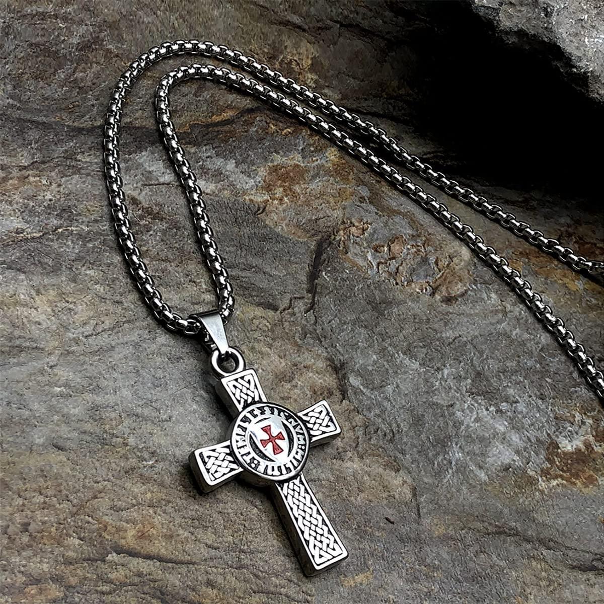 trendy   cross pendant necklace for men 316l stainless steel jewelry accessories details 6